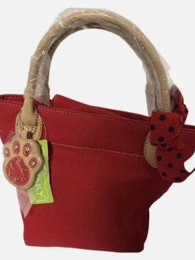 VIVARY SMALL RED DOG PAW PRINT SHOULDER BAG NEW W TAGS CANVAS